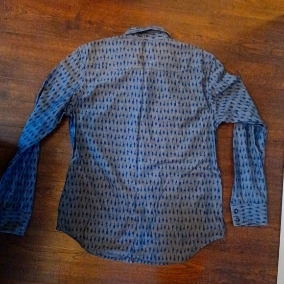 American Eagle Slim Fit Western Denin Snap Front Long Sleeve Shirt - Picture 3 of 11